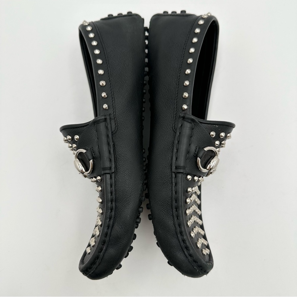 Gucci Horsebit Studded Leather Moccasin Driving Loafers Black - Picture 4 of 10